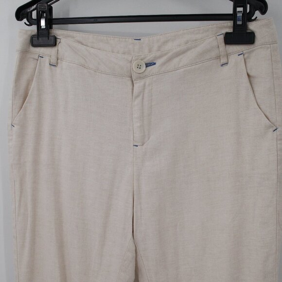 Alexander McQueen Pants Womens 42 Cropped Capri linen cuffed Mid Rise Cream - Picture 2 of 13
